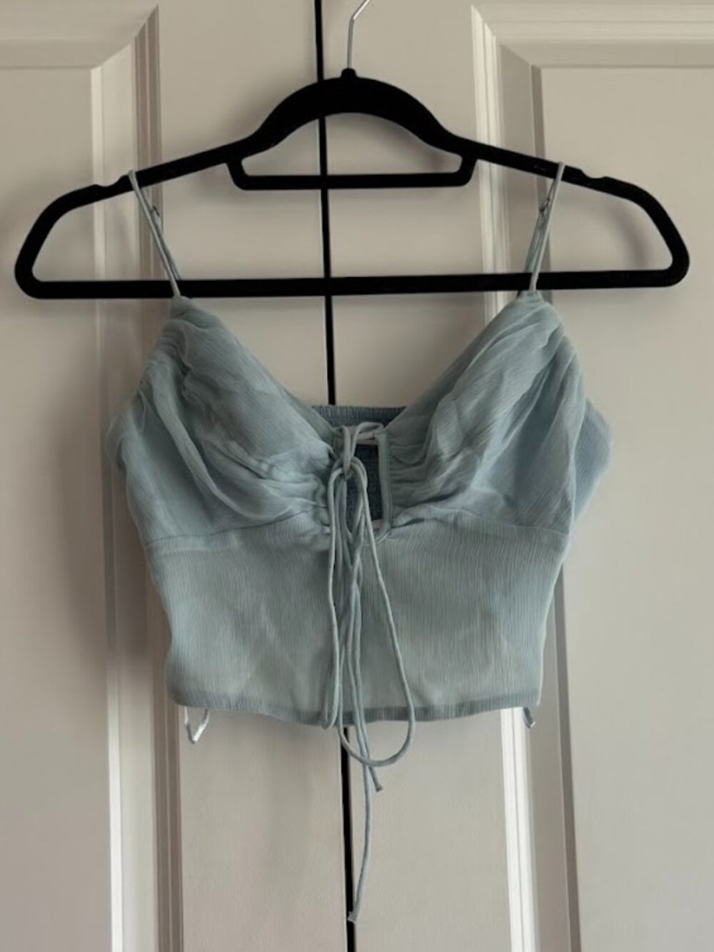 Abercrombie & Fitch Light Blue Lace-Up Corset Cami | XS